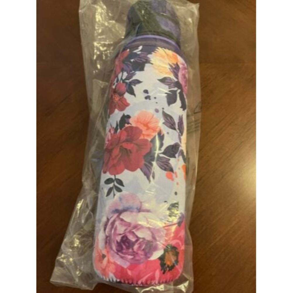 PASER 32oz Motivational Water Bottle with Storage Sleeve Time Marker Purple